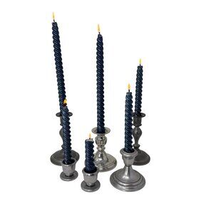 Set 6 Mismatched Vintage Pewter Candlesticks Silver Vintage Candle Holders